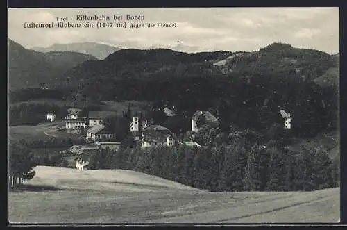 AK Klobenstein, Rittenbahn bei Bozen, Ortspartie gegen die Mendel