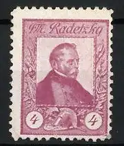 Reklamemarke Feldmarschall Radetzky, Porträt mit Lorbeerkranz