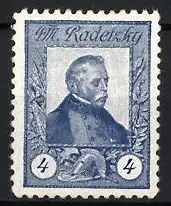 Reklamemarke Feldmarschall Radetzky, Porträt mit Lorbeerkranz