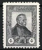 Reklamemarke Feldmarschall Radetzky, Porträt und Lorbeerkranz