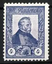 Reklamemarke Feldmarschall Radetzky, Porträt und Helm