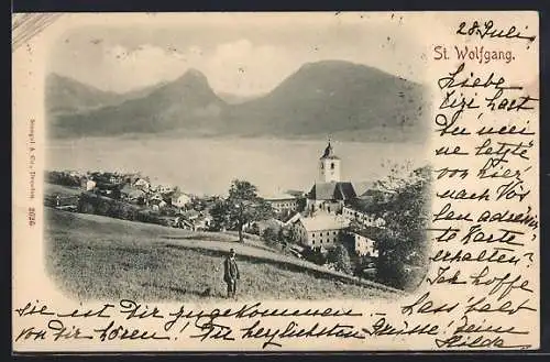 AK St. Wolfgang, Ortsansicht mit Seeblick