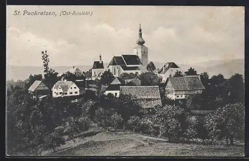 AK Gratwein-Strassengel, St. Pankrazen, Ost-Ortsansicht mit Kirche