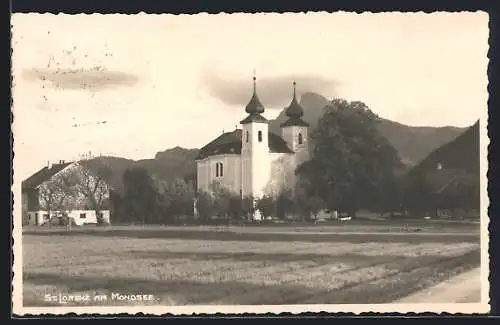 AK St. Lorenz am Mondsee, Blick auf die Kirche