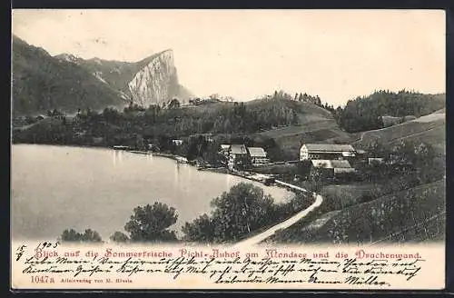 AK Pichl-Auhof, Panorama mit Mondsee und Drachenwand