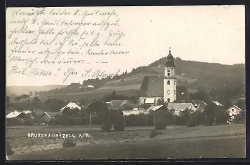 AK Zell am Pettenfirst, Ortsansicht mit der Kirche