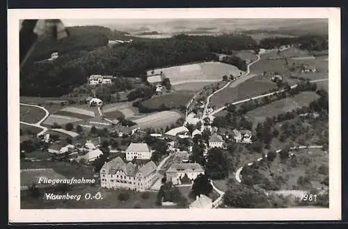 AK Waxenberg /O.Ö., Ortsansicht vom Flugzeug aus