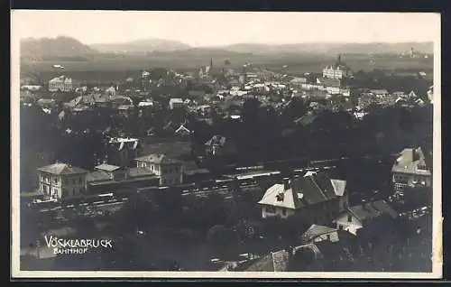 AK Vöcklabruck, Ortsansicht mit dem Bahnhof