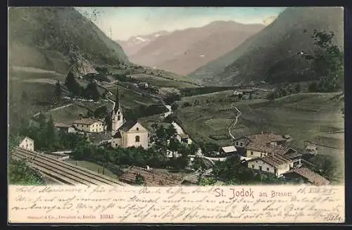 AK St. Jodok am Brenner, Panorama mit Kirche