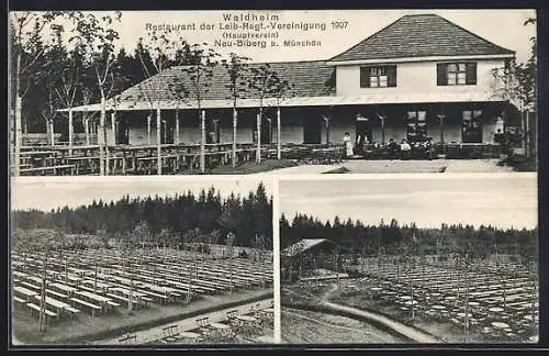 AK Neu-Biberg b. München, Restaurant Waldheim der Leib-Regt.-Vereinigung 1907