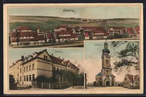 AK Wintersdorf / S.-A., Schule, Kirche und Siedlung