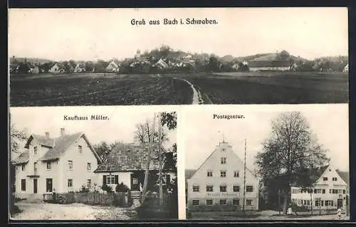 AK Buch / Schwaben, Kaufhaus Müller, Postagentur und Bierbrauerei Alois Baumeister