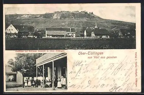 AK Ober-Tüllingen, Gasthaus zur Schönen Aussicht, Ortsansicht von Weil aus