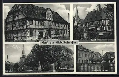 AK Gieboldehausen, Ortsansichten mit Gasthof z. Löwen und Schloss