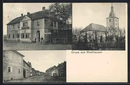 AK Westhausen / Eisenach, Gasthof, Kirche, Strassenpartie