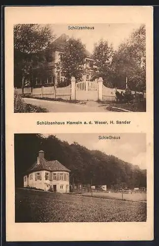 AK Hameln a. d. Weser, Gasthof Schützenhaus v. H. Sander, Schiesshaus