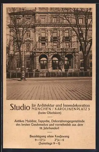 AK München, Studio für Architektur und Innendekoration, Karolinenplatz 5