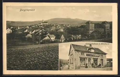 AK Burgpreppach, Geschäftshaus J. Reinhard, Ortsansicht