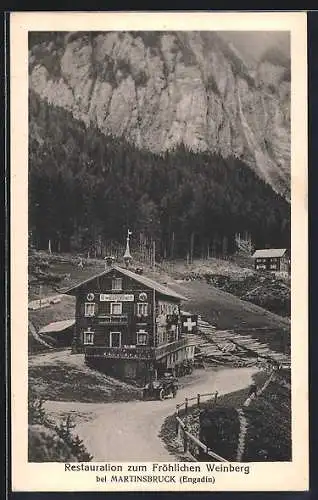 AK Martinsbruck /Engadin, Restaurant zum Fröhlichen Weinberg