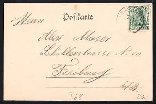 AK Zässingen /O. Els., Gasthaus August Spittler, Schulhaus, Kirche