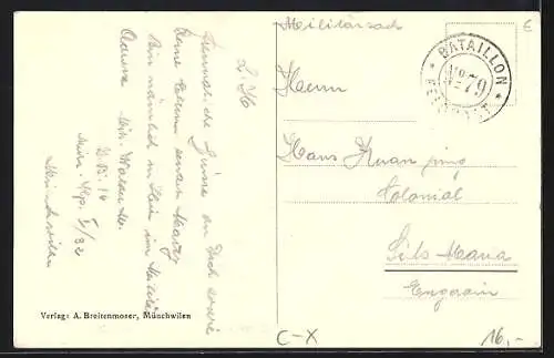 AK Münchwilen / Thurgau, Strassenpartie am Ortseingang