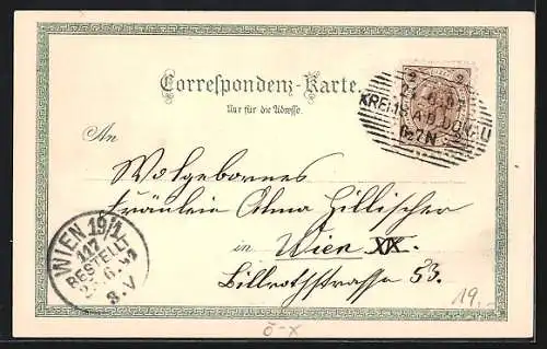 Lithographie Weinzierl am Walde, Wasserheilanstalt Burg Hartenstein, Teufelskirche