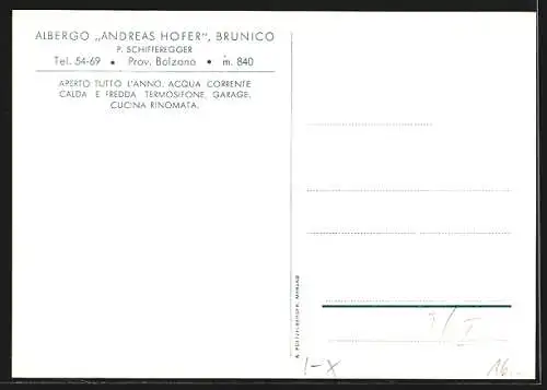 AK Brunico, Albergo Andreas Hofer v. P. Schifferegger