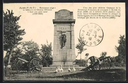 AK Ayat, Monument à la mémoire du Général Desaix avec canons et oies