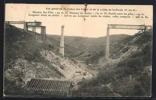 AK Thiers, Vue générale du viaduc des Fades et de la vallée de la Sioule