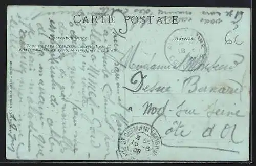 AK Saint-Germain-Lembron, Le pont sur la Couze avec troupeau au bord de la rivière