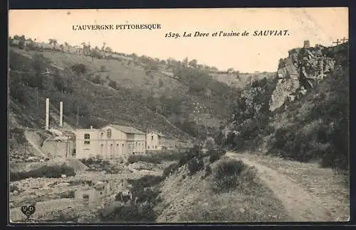 AK Sauviat, La Dore et l`usine dans le paysage pittoresque de l`Auvergne