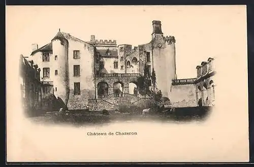 AK Chazeron, Château de Chazeron avec son architecture médiévale impressionnante
