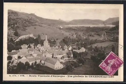 AK Chambon-sur-Lac, Vue générale sur la Route Thermale d`Auvergne