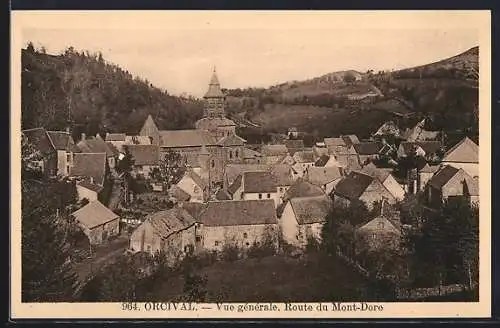 AK Orcival, Vue générale, Route du Mont-Dore