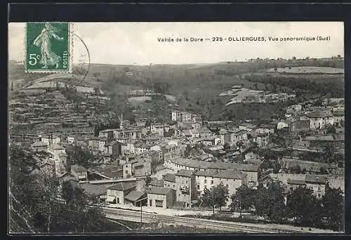 AK Olliergues, Vue panoramique du sud dans la vallée de la Dore