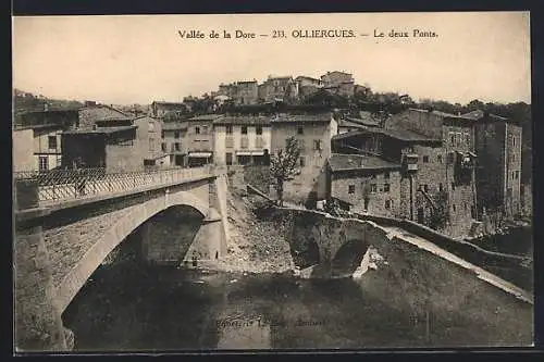 AK Olliergues, Les deux Ponts sur la Dore