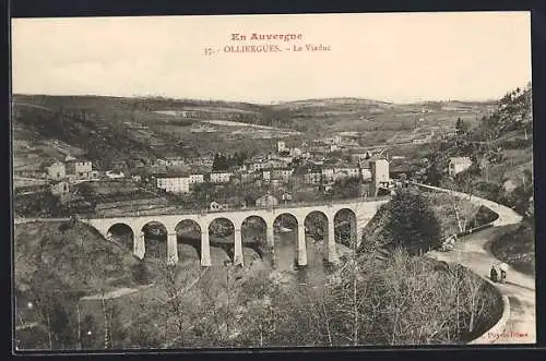 AK Olliergues, Le Viaduc et vue du village en Auvergne