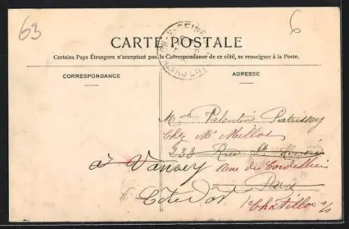 AK Pontgibaud, Vue panoramique du village et du pont sur la rivière