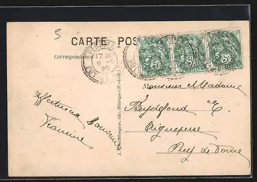AK Perrier, Vue générale avec la tour de Maurifolet au premier plan