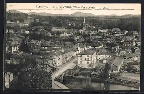 AK Pontgibaud, Vue générale du village et de la rivière