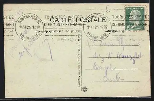 AK Pontgibaud, Vue générale du village et de la rivière
