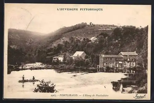 AK Pontgibaud, L`Étang de Peschadoire et paysage pittoresque de l`Auvergne