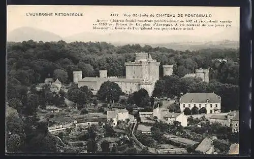 AK Pontgibaud, Vue générale du Château de Pontgibaud et ses environs