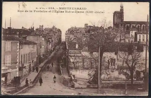 AK Montferrand, Rue de la Fontaine et l`Église Notre-Dame