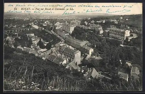 AK Royat, Vue sur Royat et Clermont