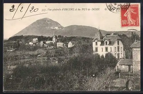 AK Orcine, Vue générale d`Orcine et du Puy-de-Dôme