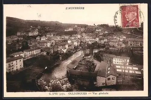 AK Olliergues, Vue générale de la ville en Auvergne