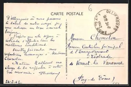 AK Olliergues, Vue générale de la ville en Auvergne