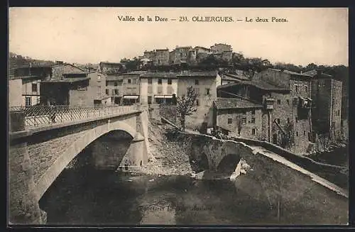 AK Olliergues, Les deux Ponts sur la Dore