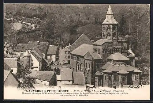 AK Orcival, L`Église Romane monument historique du XIe siècle